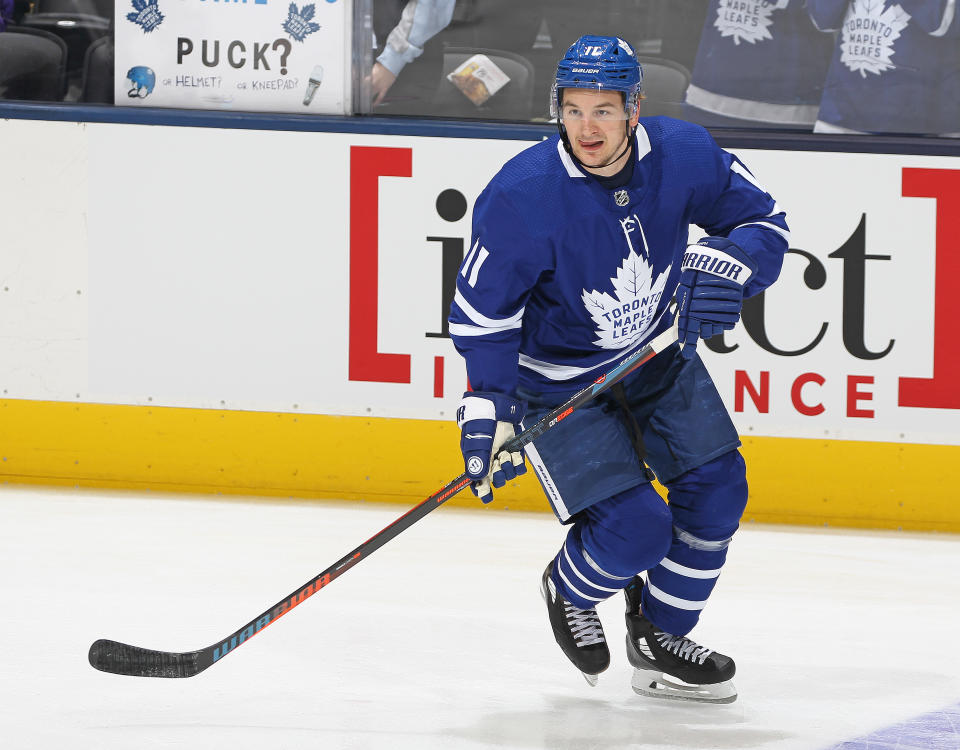 Zach Hyman #11 of the Toronto Maple Leafs 