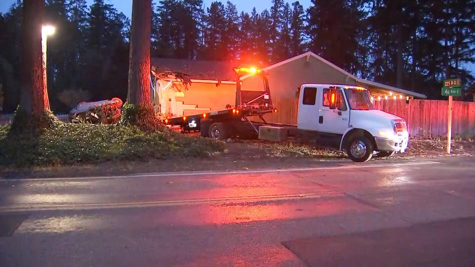 A woman was killed and her passenger has serious injuries after their car slammed into a house near Spanaway on May 4, 2023.