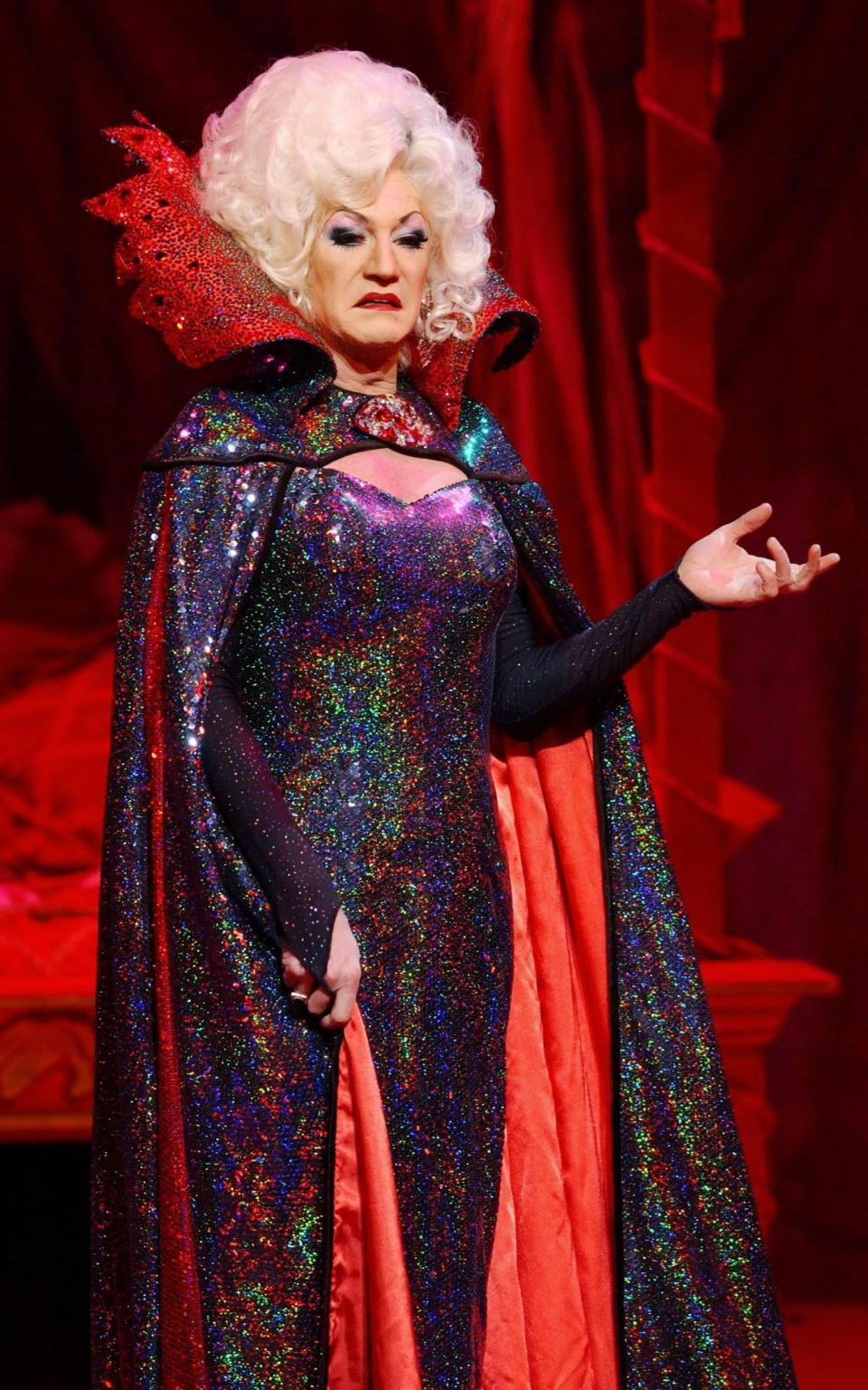 Lily Savage as the Wicked Queen in Snow White and the Seven Dwarfs at the Victoria Palace Theatre in London in 2004 - Yui Mok/PA Wire