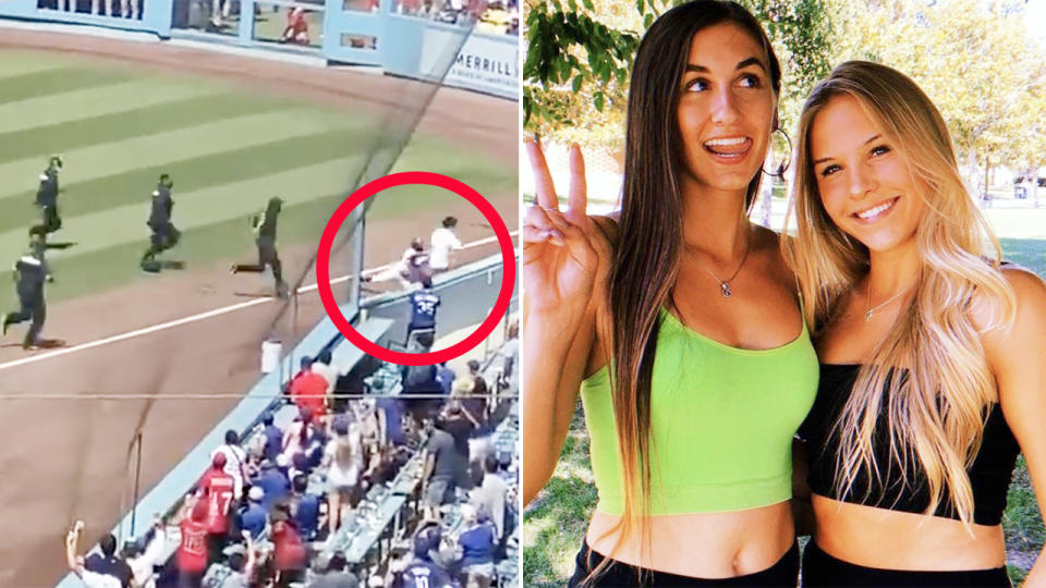 Marissa Rohan, pictured here taking down the pitch invader at Dodger Stadium.