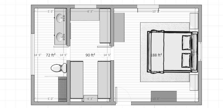 A floor plan of the master suite
