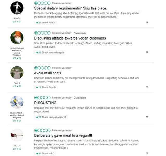 Following the comments, the restaurant was flooded with negative reviews online. Source: TripAdvisor
