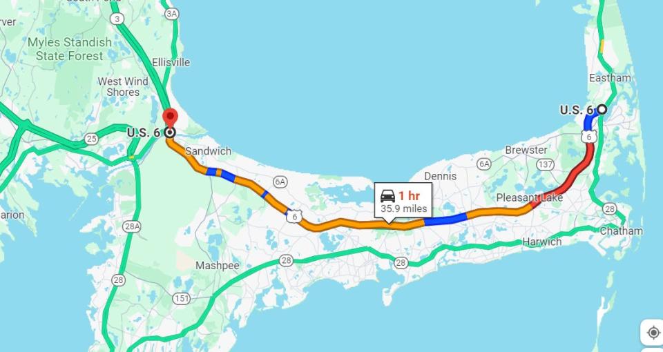 Memorial Day traffic on Cape Cod was heating up at 9:15 a.m. A journey from the Orleans Rotary over the Cape Cod Canal was predicted to take an hour by Google Maps, roughly 20 minutes more than usual.