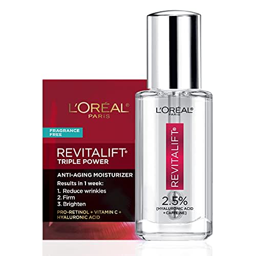 L'Oreal Paris Revitalift Hyaluronic Acid + Caffeine Hydrating Eye Serum, Fragrance Free .67 fl. oz + Moisturizer Sample (AMAZON)