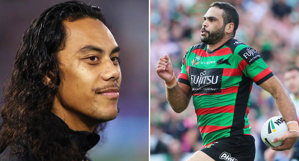 Jarome Luai pictured left and Greg Inglis right