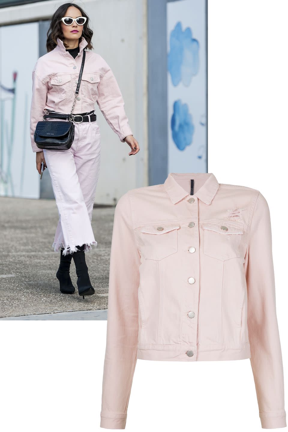 <p>Usher in spring with a pink hued denim jacket that will act as a neutral in your wardrobe. </p><p><em>Alexander Wang jacket, $495, <a href="https://www.farfetch.com/shopping/women/alexander-wang-game-denim-jacket-item-13809891.aspx?storeid=9580" rel="nofollow noopener" target="_blank" data-ylk="slk:farfetch.com;elm:context_link;itc:0;sec:content-canvas" class="link ">farfetch.com</a>.</em></p><p><a class="link " href="https://www.farfetch.com/shopping/women/alexander-wang-game-denim-jacket-item-13809891.aspx?storeid=9580" rel="nofollow noopener" target="_blank" data-ylk="slk:SHOP;elm:context_link;itc:0;sec:content-canvas">SHOP</a><br></p>