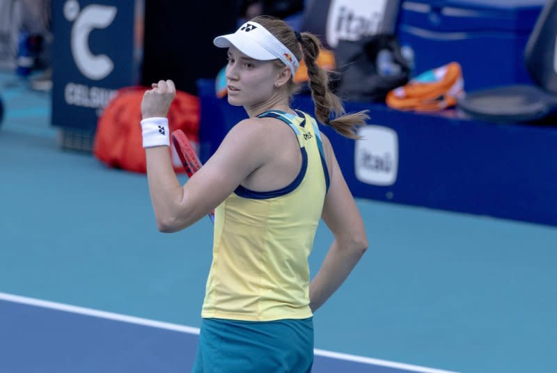 Elena Rybakina from Kazakhstan totaled 48 unforced errors in her loss in the 2024 French Open quarterfinals Wednesday in Paris. File Photos By Gary I Rothstein/UPI