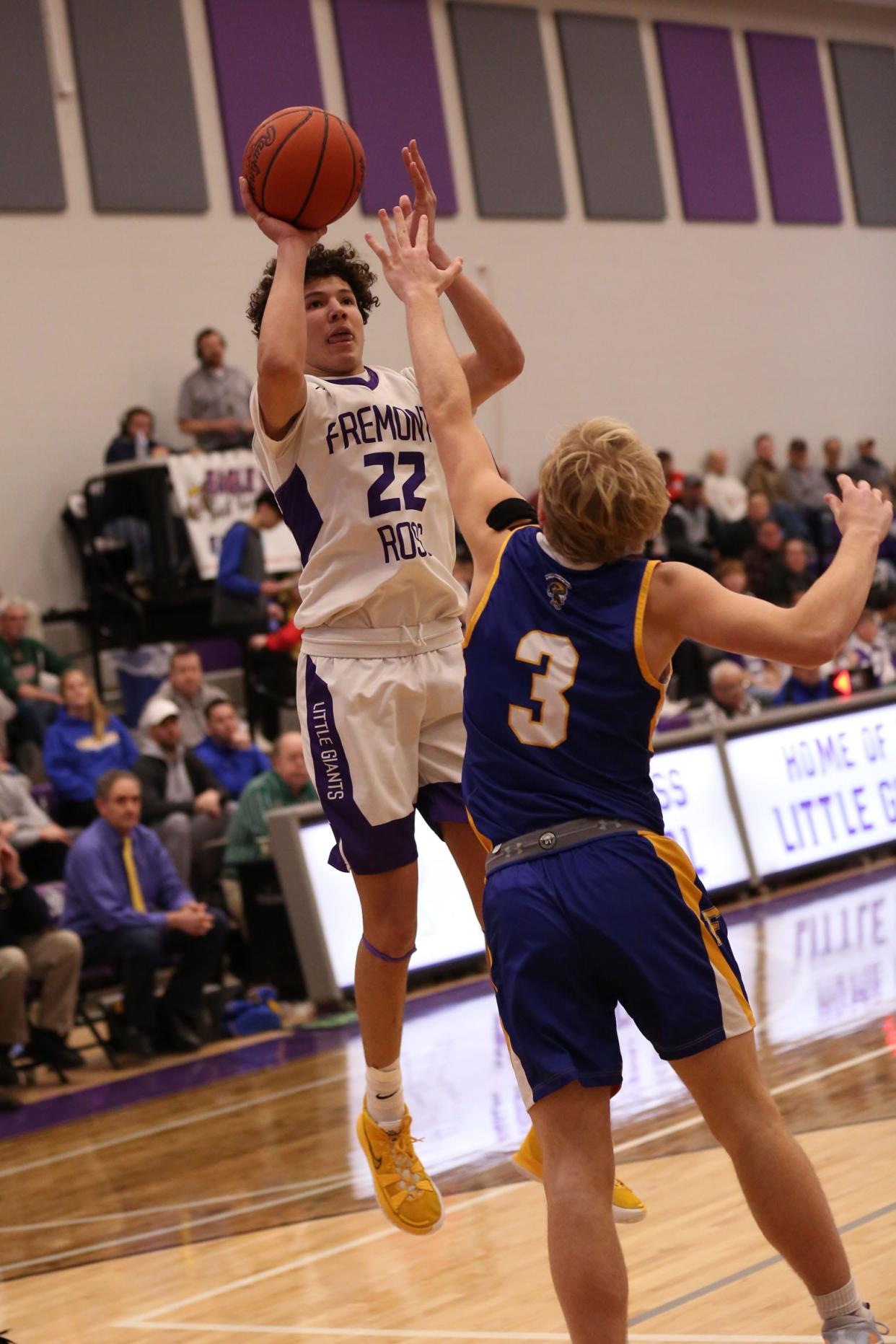 Ross' Ayden Carter looks to score.