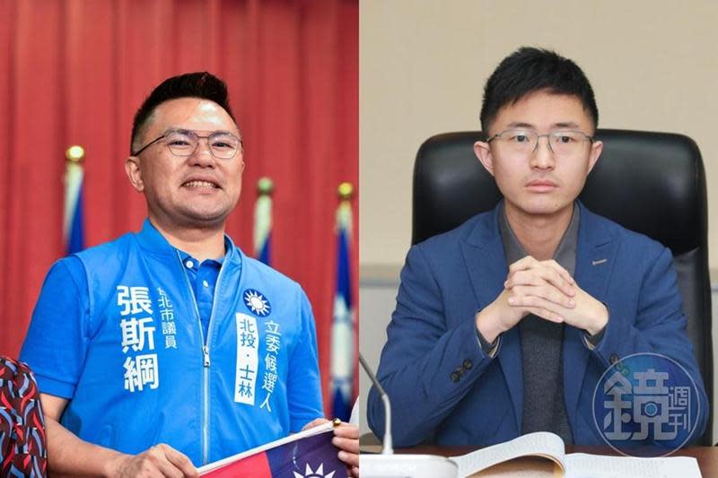 獲得國民黨提名的台北市立委第1選區候選人張斯綱（左）向也要參選的新黨候選人侯漢廷（右）喊話，只要泛藍團結就能贏。（本刊資料照）
