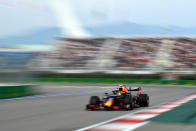 SOCHI, RUSSIA - SEPTEMBER 26: Alexander Albon of Thailand driving the (23) Aston Martin Red Bull Racing RB16 on track during qualifying ahead of the F1 Grand Prix of Russia at Sochi Autodrom on September 26, 2020 in Sochi, Russia. (Photo by Dan Mullan/Getty Images)