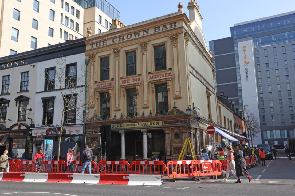 The Crown Bar in Belfast where American comedian Kevin Hart is filming the heist comedy Lift (Liam McBurney/PA) (PA Wire)