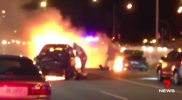 Amateur video captured the horrific scenes that confronted motorists and emergency workers in the immediate aftermath of the tragedy. Photo: 7 News/Supplied