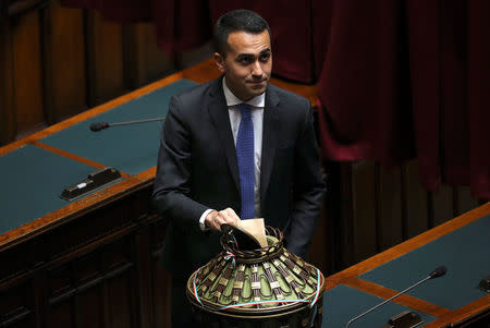 Five Stars Movement (M5S) leader Luigi Di Maio casts his vote at the Chamber of Deputies during the first session since the March 4 national election in Rome, Italy March 23, 2018. REUTERS/Tony Gentile