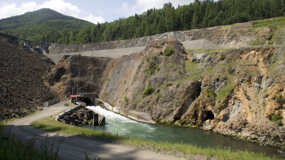 In this 2009 photo, water flows from the Howard A. Hanson Dam in East King County, Washington. - Dean Rutz/The Seattle Times/AP