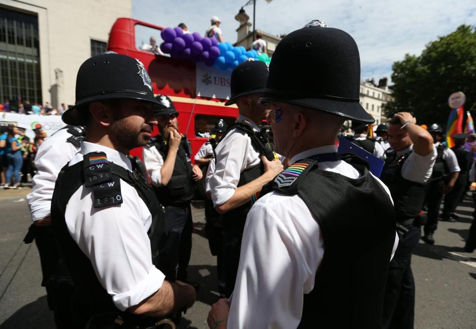 Police officers at a previous Pride in London Parade (Jonathan Brady/PA) (PA Archive)