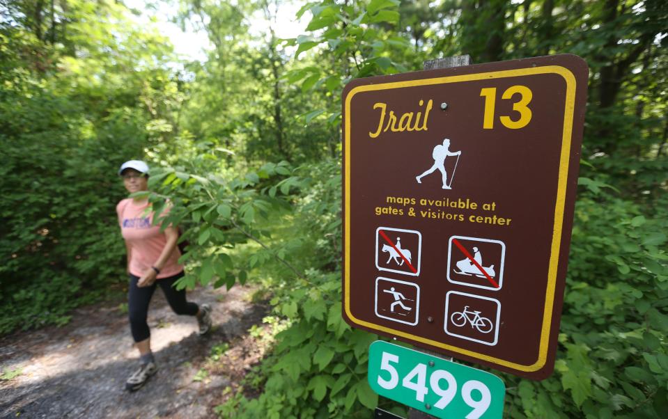 Over 20 trails of all lengths and difficulty, including Trail 13 St. Helena trail, are located throughout Letchworth State Park.