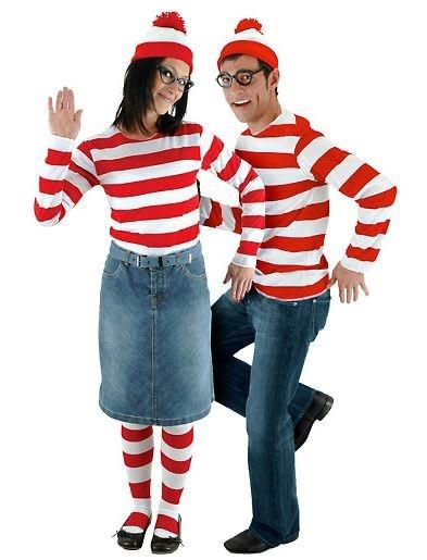 This costume can also easily be made at home.   <a href="http://www.partycity.com/product/wenda+and+wheres+waldo+couples+costumes.do?navSet=170386" target="_blank">Get it here.</a>