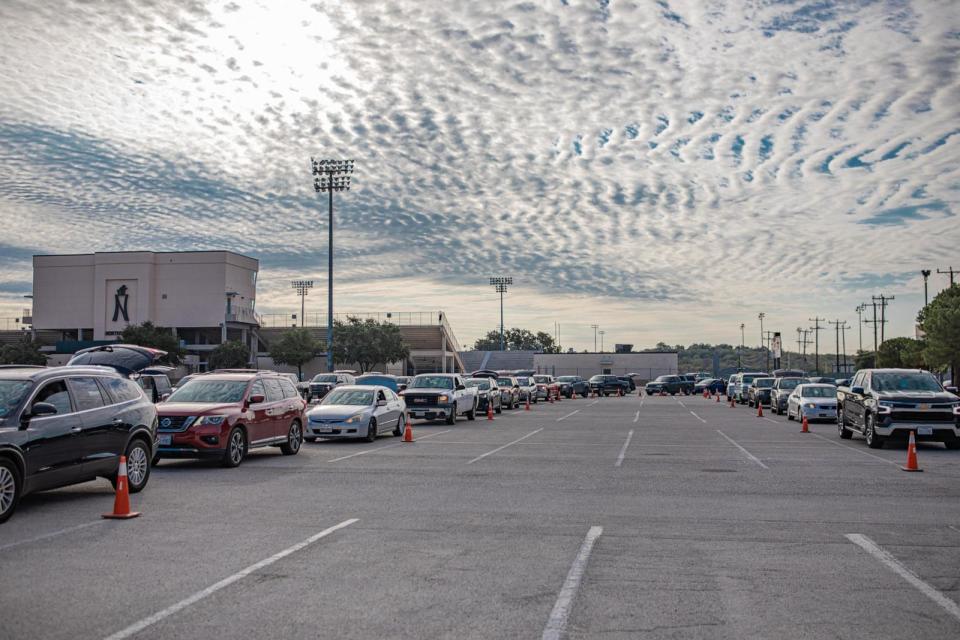 PHOTO: Line of cars waiting at San Antonio Food Bank. (Julian Ledezma, San Antonio Food Bank)