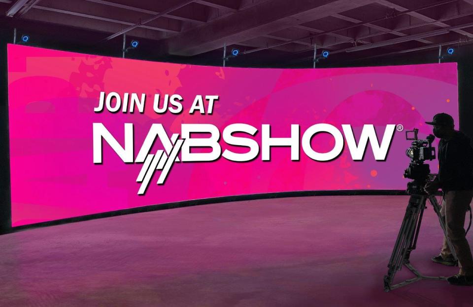 A Planar video wall for virtual production showcasing the NAB Show logo.