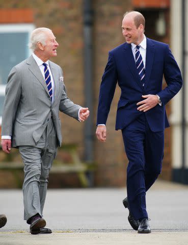 <p>Ben Birchall/PA Images via Getty Images</p> The King and Prince William appeared in pleasant spirits at the ceremony