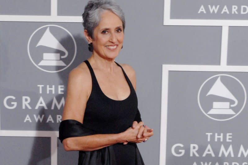 Joan Baez arrives at the 49th annual Grammy Awards in Los Angeles in 2007. File Photo by Jim Ruymen/UPI