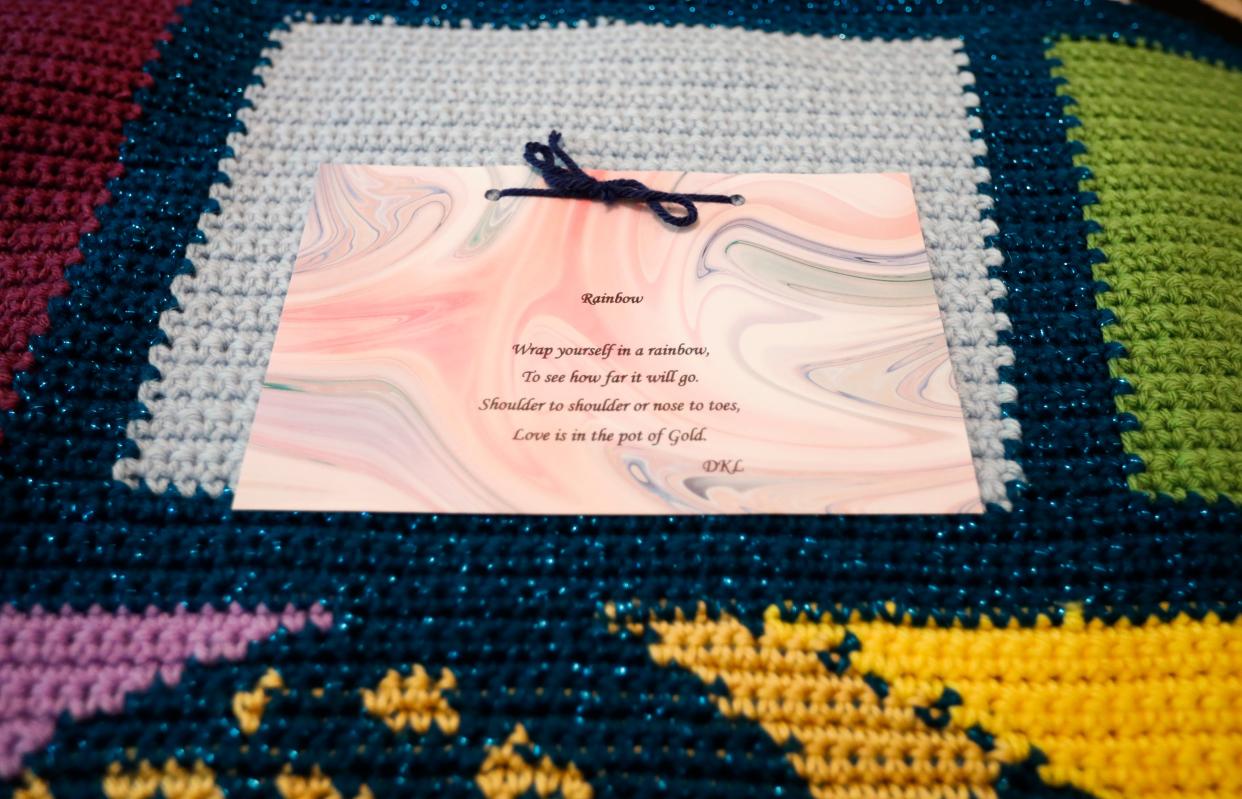 Dottie Lash attaches a poem to every blanket she makes.