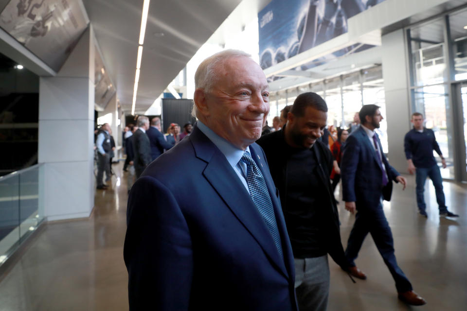 Jerry Jones' 357-foot yacht is in Miami for Super Bowl LIV. (Tom Pennington/Getty Images)