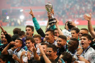 Football Soccer - Mexican First Division Final Second Leg - Toluca v Santos Laguna - Nemesio Diez stadium, Toluca, Mexico May 20, 2018. Players of Santos Laguna celebrate after winning the Mexican First Division Final. REUTERS/Edgard Garrido