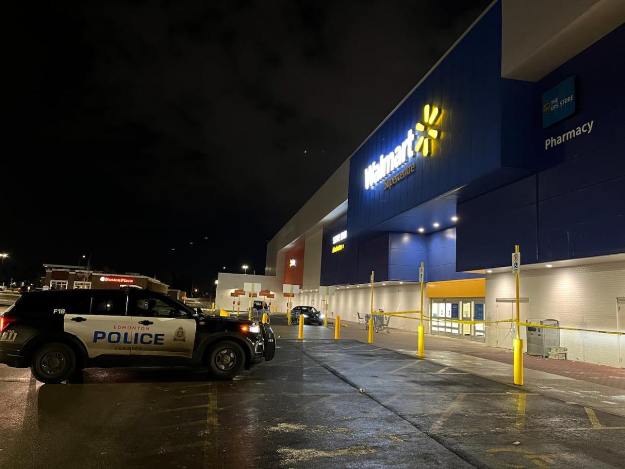 Edmonton police say a man reportedly shot a person and carjacked a vehicle in the parking lot outside Kingsway Mall on Dec. 5. (Sandra Batson/CBC - image credit)