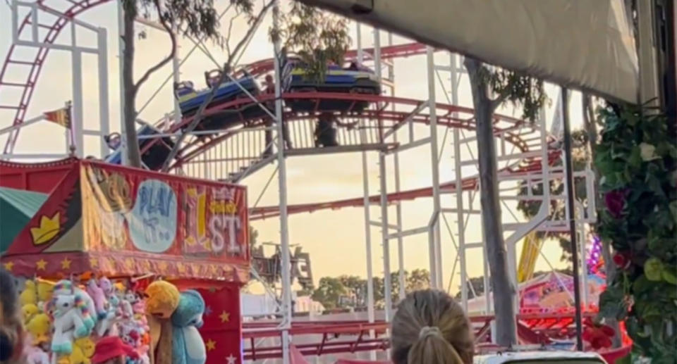 A rollercoaster ride at the Melbourne Royal Show where a woman was struck by a carriage.