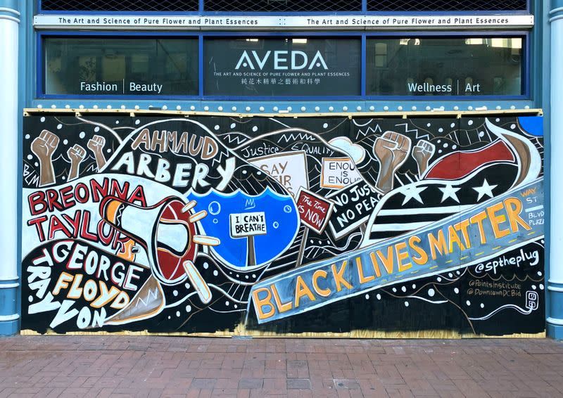 Protest murals in downtown Washington, DC