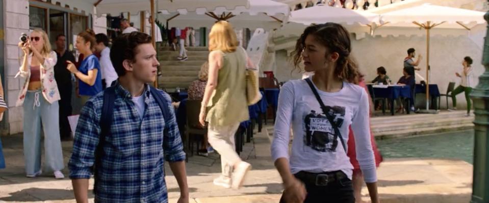 Peter Parker and MJ in Venice in "Spider-Man: Far From Home."