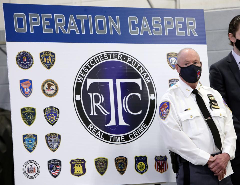 Westchester County police Chief Inspector John Hodges at a briefing about "Operation Casper," a six-month investigation by county, local and federal law enforcement in Westchester and Putnam counties are on display Jan. 27, 2022 at Westchester Police Academy in Valhalla. More than 100 weapons, including rifles, handguns, "ghost guns" and high-capacity drum magazines were seized and 11 people were arrested facing state and federal charges.