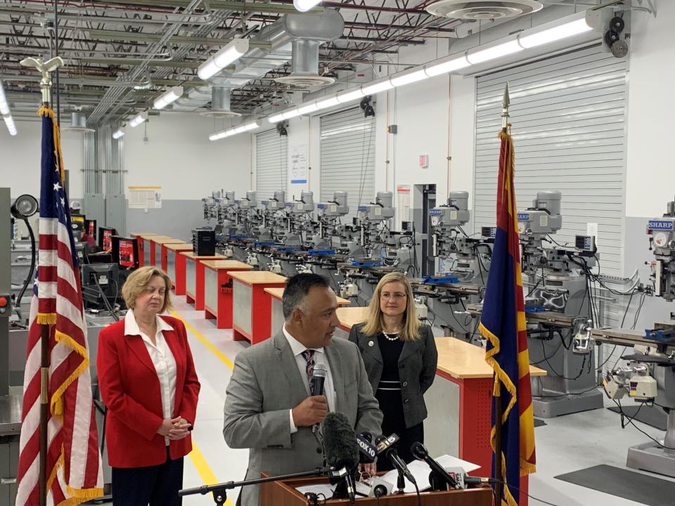 Maricopa Community Colleges Interim Chancellor Steven Gonzales launched a new partnership with the city of Phoenix to help fund students training for high demand workforce areas at GateWay Community College on July 25, 2022.