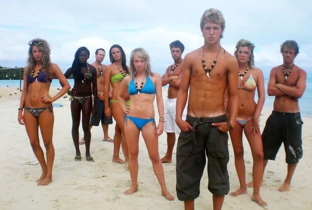 The cast of a former Shipwrecked series. (Channel 4)