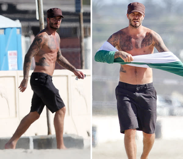 <p>Those abs, those arms, that accent: Is there anyone else in the world who epitomises the phrase "hot dad" more than Becks? (If so, please introduce us immediately.)</p>