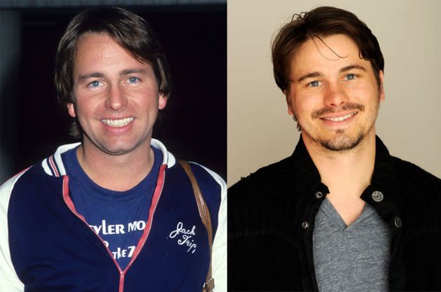 Jason Ritter Famous Dad: John Ritter  Late actor John Ritter won an Emmy in 1984 for his performance in the classic television series “Three’s Company.” His son Jason Ritter, 32, has appeared in several popular shows and this year received an Emmy nomination for his role on NBC's “Parenthood.”