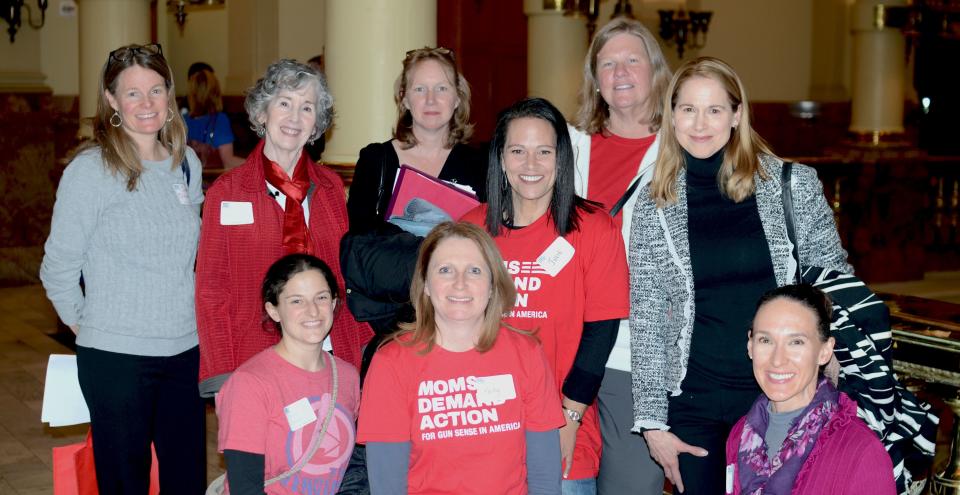 Some of the 400 members of Moms Demand Action at the Colorado State Capitol on Monday. (Photo: HuffPost)