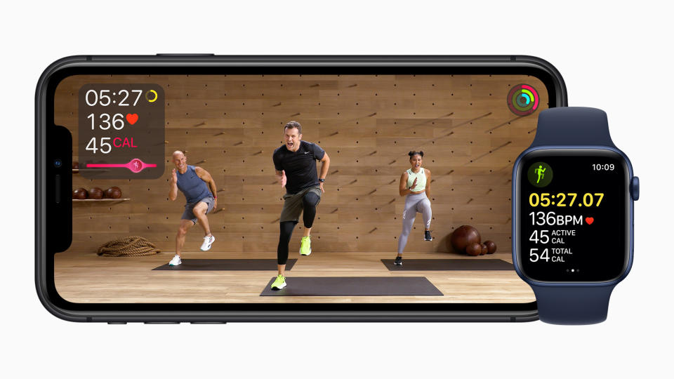 Apple on Tuesday announced it's launching its new Fitness+ service. And it's aiming directly at Peloton. (Image: Apple)