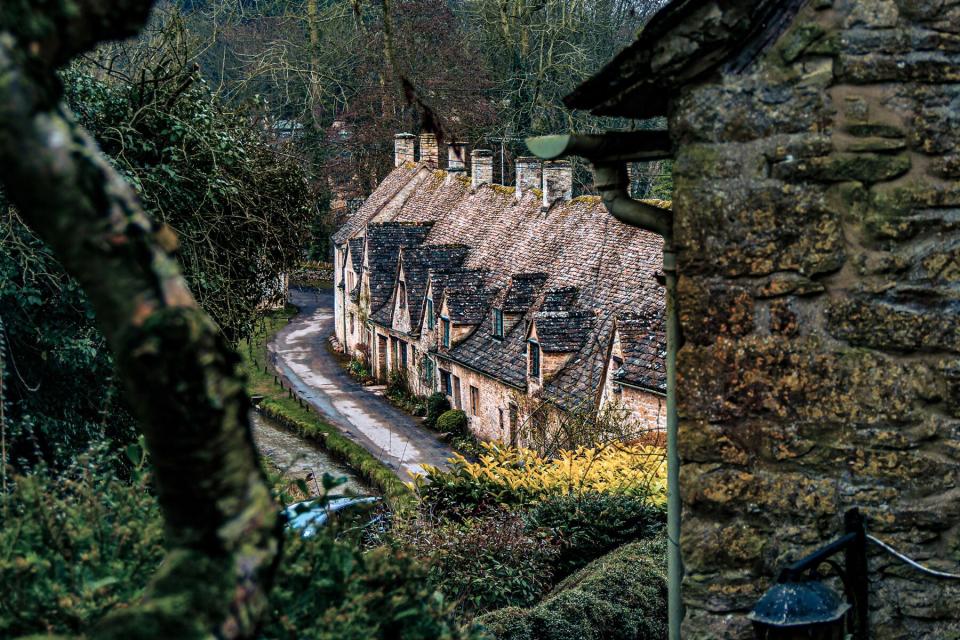 Typical village townhouses in Bibury in Cotswold