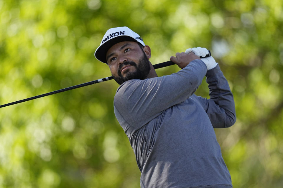 J.J. Spaun watches his drives on the sixth hole during a round of 16 at the Dell Technologies Match Play Championship golf tournament in Austin, Texas, Saturday, March 25, 2023. (AP Photo/Eric Gay)