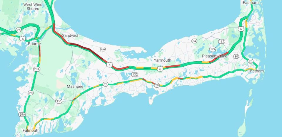 The journey on Route 6 westbound to the Sagamore Bridge was a bit of a slog around 11 a.m. on Memorial Day.