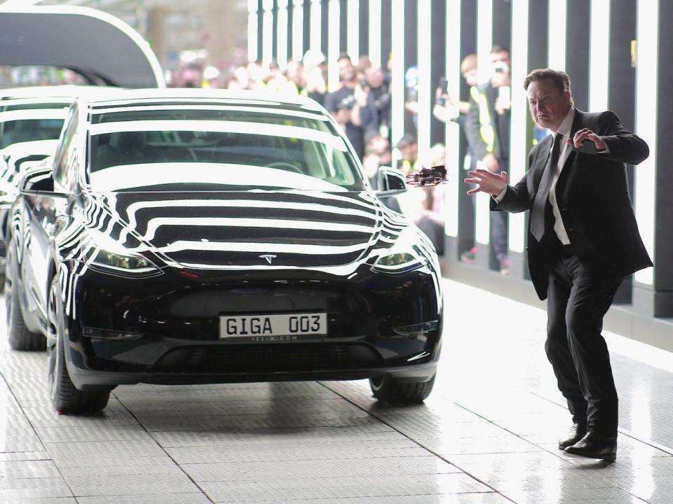 Elon Musk at the Tesla giga-factory in Berlin.