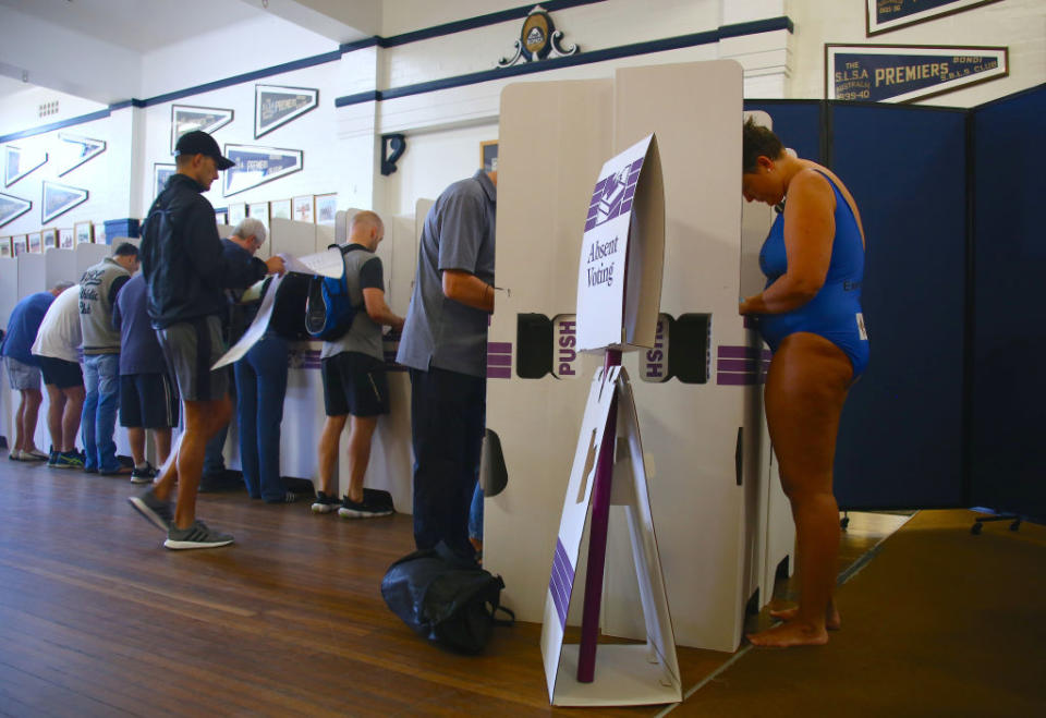 One voter appeared to come straight from the beach at Bondi