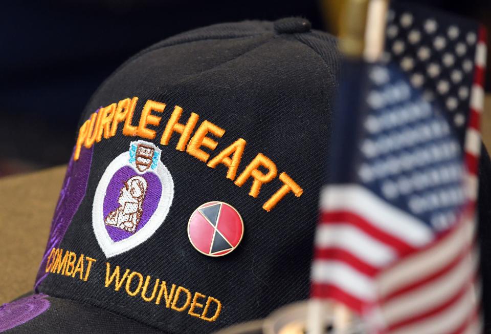 A veteran's Purple Heart ballcap from the August 2020 Purple Heart Day ceremony at the Brevard Veterans Memorial Center on Merritt Island.