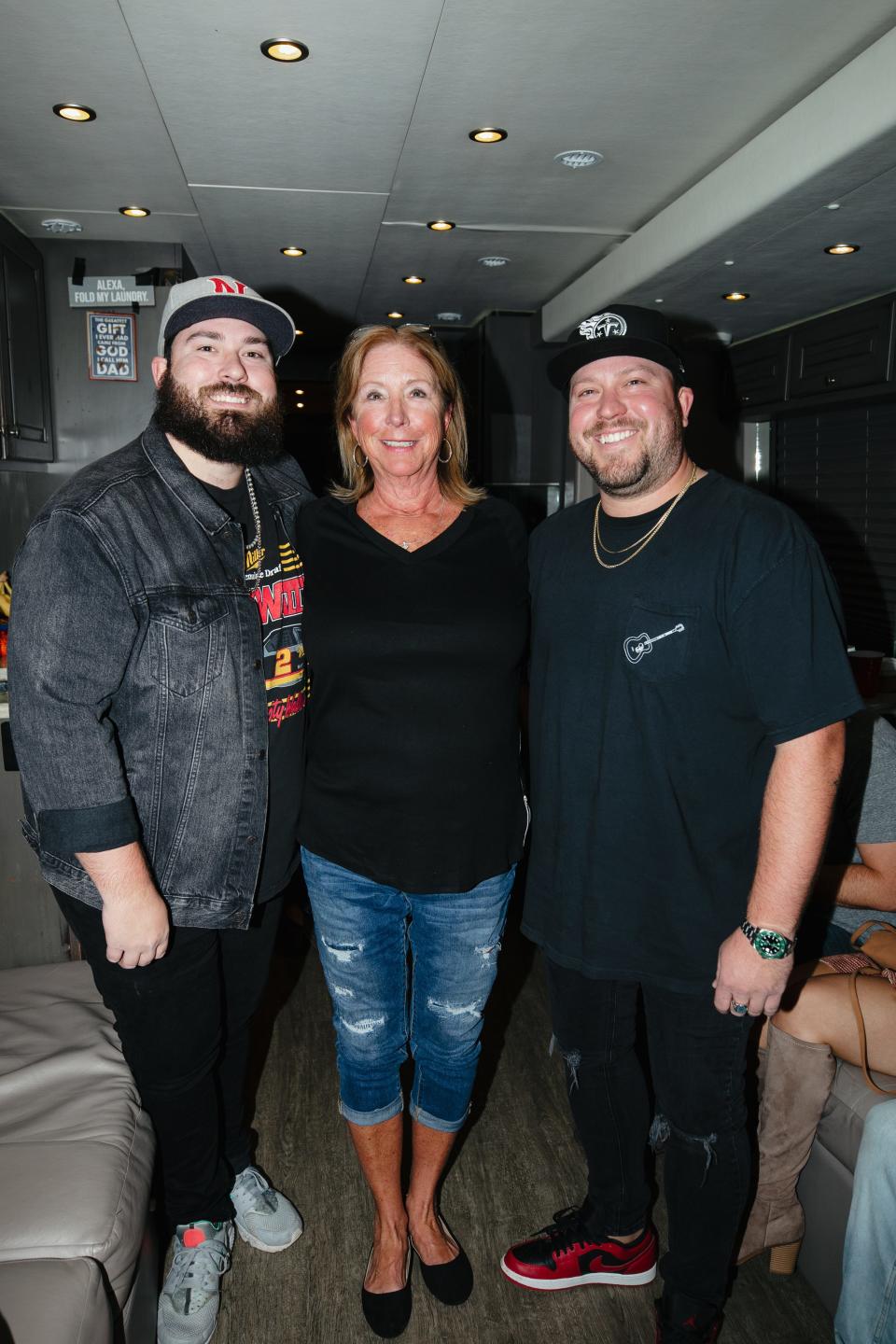 Rafe Tenpenny, Debbie Tenpenny and Mitchell Tenpenny on the bus the night of the latter’s first headlining show at the Ryman Auditorium