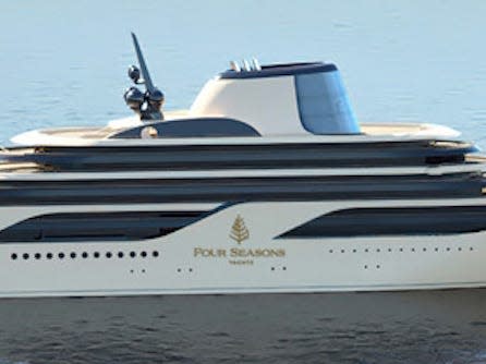 A rendering of the upcoming Four Seasons yacht-cruise ship