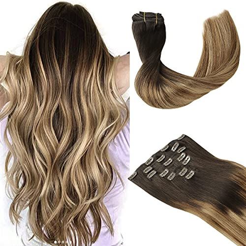 3) hotbanana Ombre Natural Balayage Clip Extensions