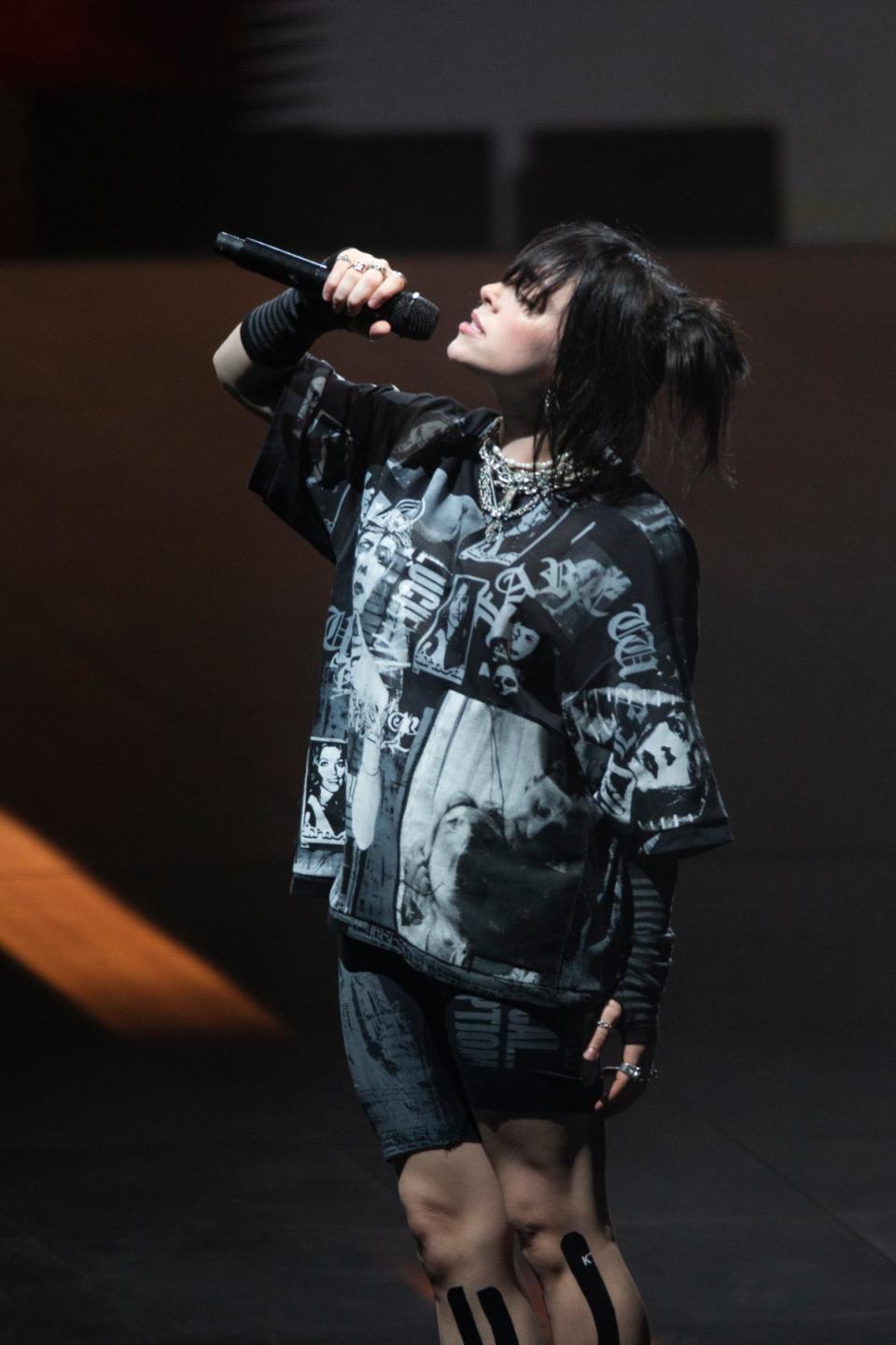 Billie Eilish performs on the Pyramid main stage at Glastonbury Festival (Joel C Ryan/Invision/AP) (AP)