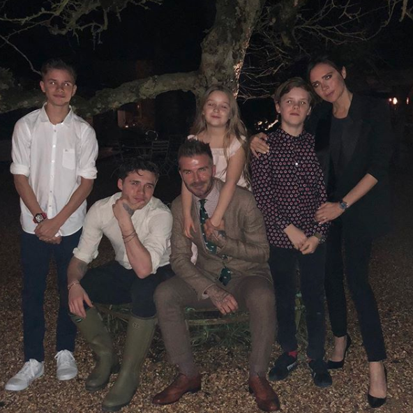 The whole Beckham clan posed for a photo together which David posted to Instagram, wishing his wife a 'Happy Mother's Day'. Source: Instagram / davidbeckham